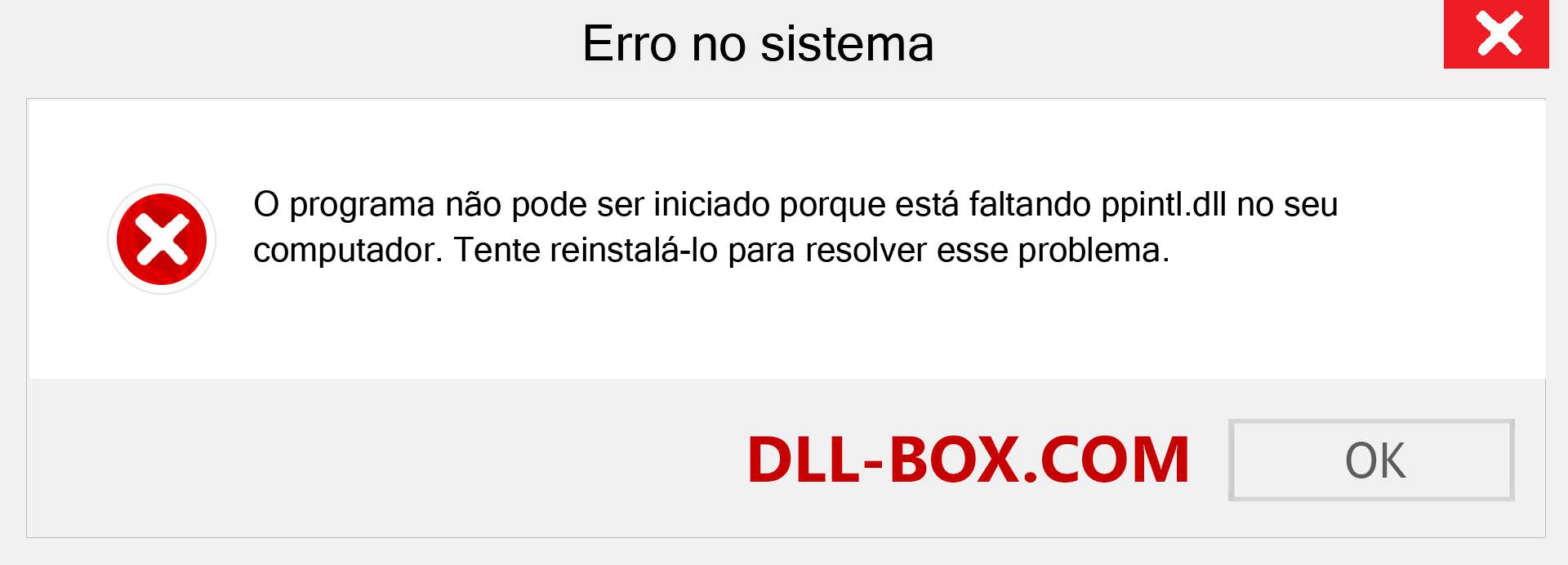 Arquivo ppintl.dll ausente ?. Download para Windows 7, 8, 10 - Correção de erro ausente ppintl dll no Windows, fotos, imagens